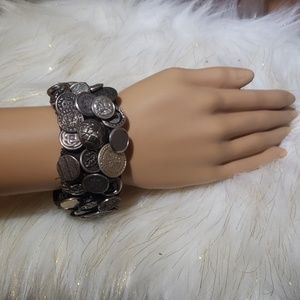 Handcrafted silver button bracelet